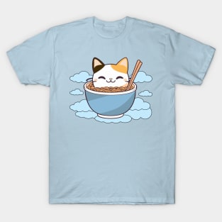 Cute Cat Eats Ramen Noodles cuteness enthusiasts ramen T-Shirt